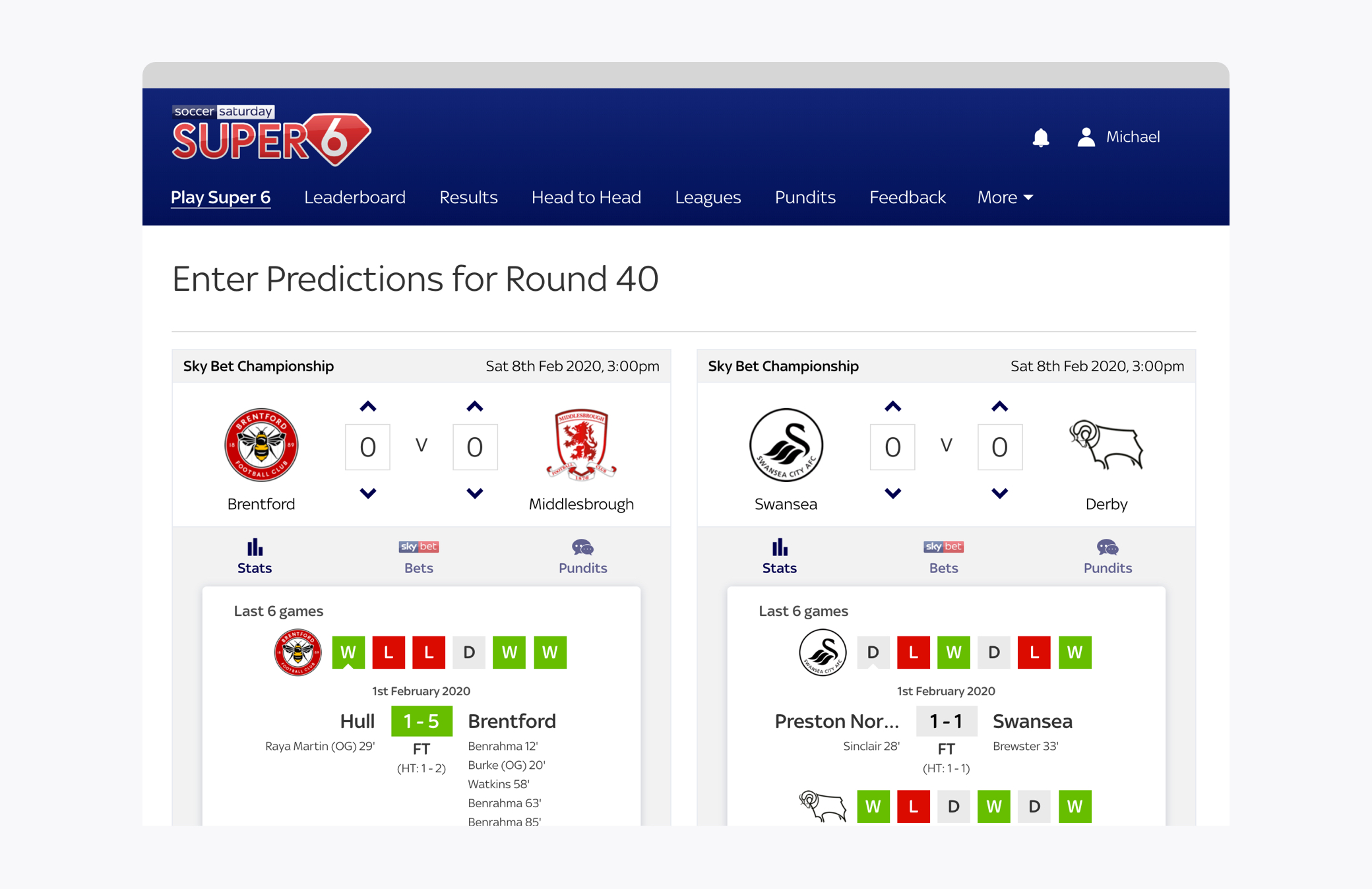 Design and workshop material used to develop Super 6 Head-to-Head